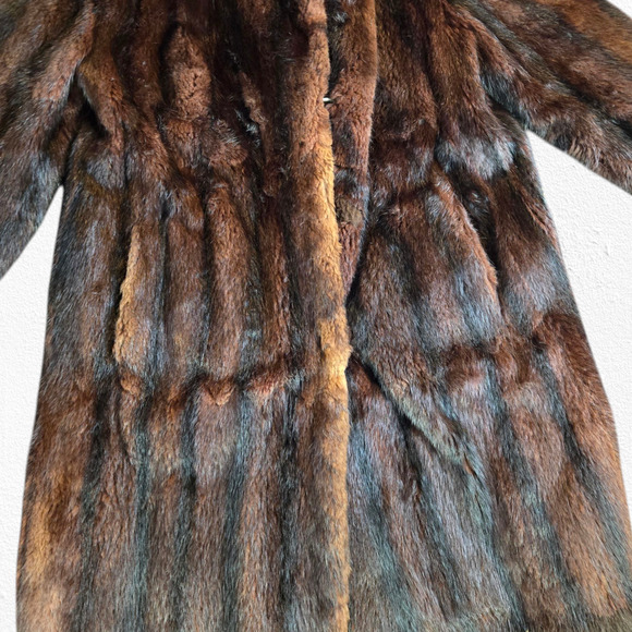 1950s Vintage Brown Mink Fur Coat Mid-Century Swing Old Hollywood Glam Size M/L - Picture 3 of 16